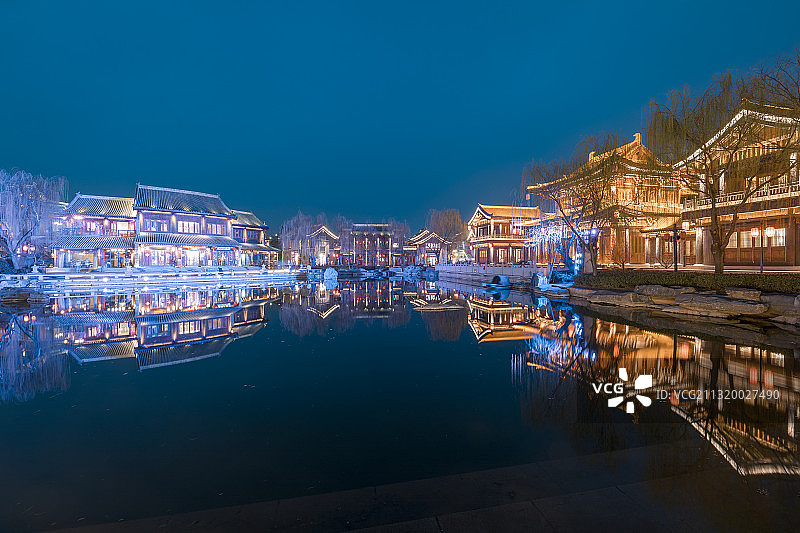河南省洛阳市洛邑古城夜景图片素材