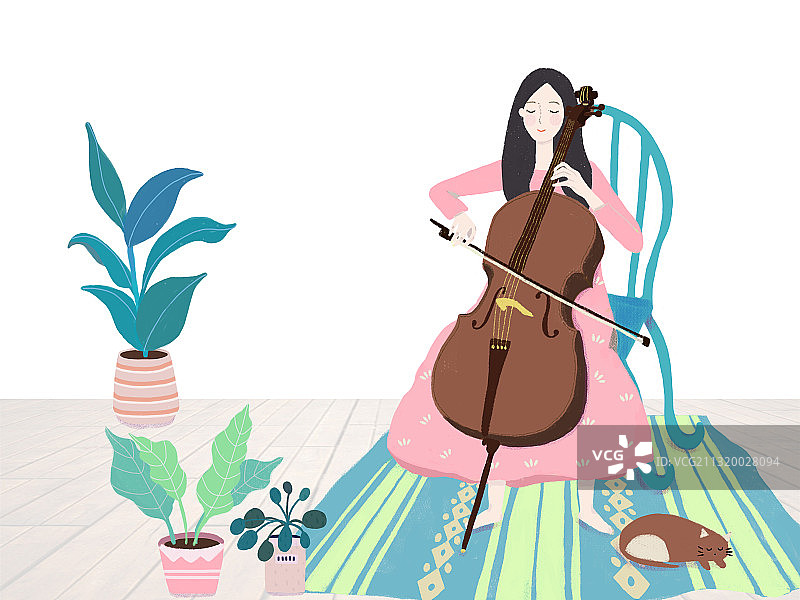 拉大提琴的女孩图片素材