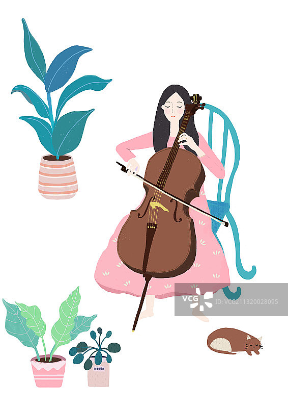 拉大提琴的女孩图片素材