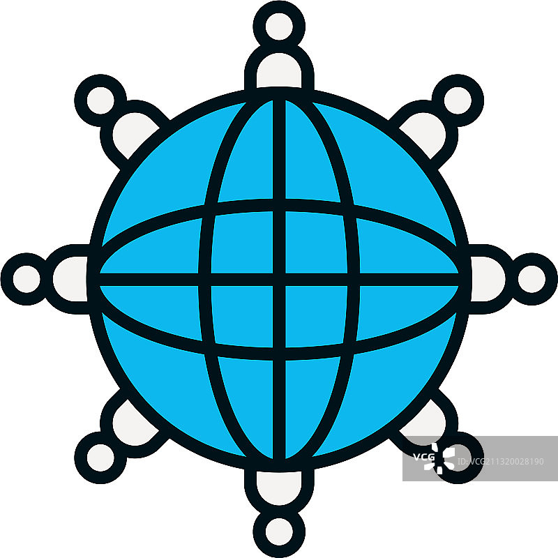 围绕全球的线条人物象形图图片素材