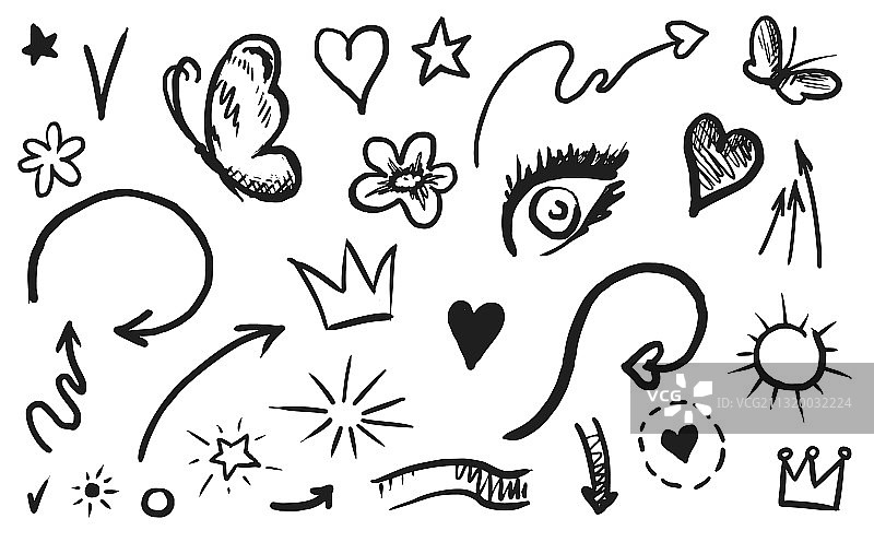 手绘曲线强调元素合集图片素材