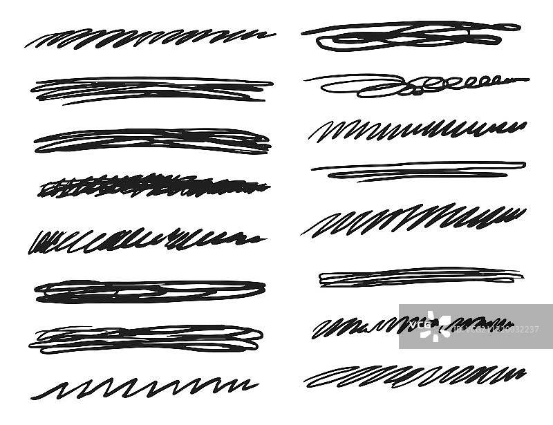 手绘下划线笔触涂鸦图标集图片素材