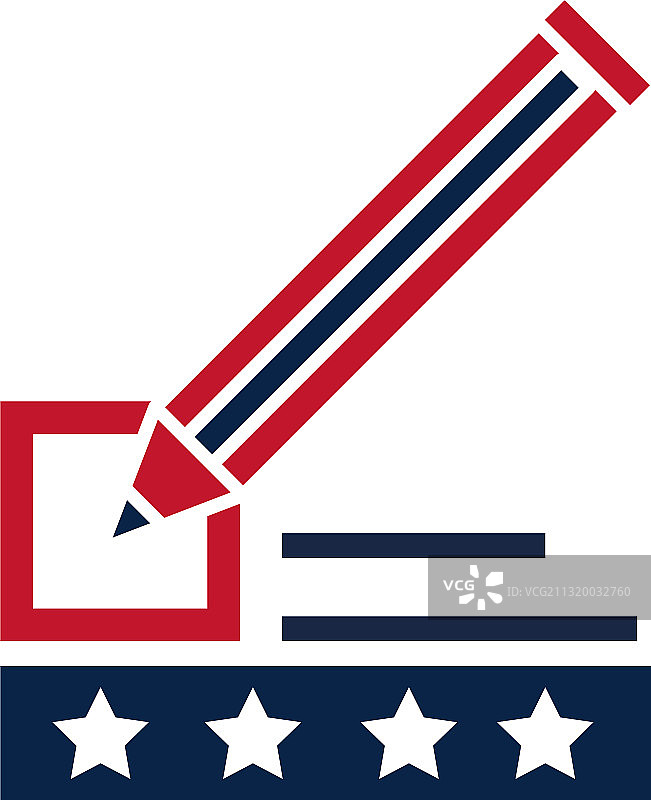美国选举投票清单铅笔标记图片素材