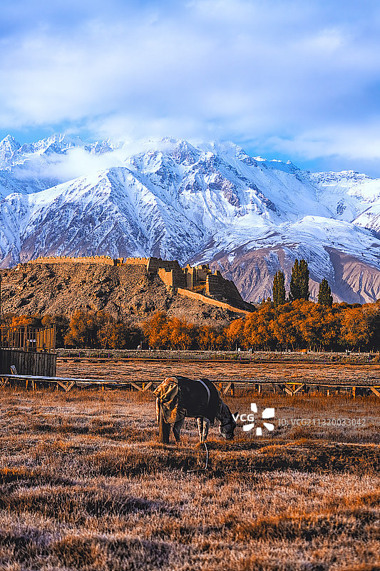 万年雪山千年古城图片素材