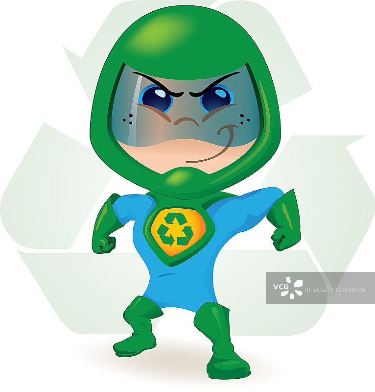 身穿生态超级英雄制服的男孩图片素材