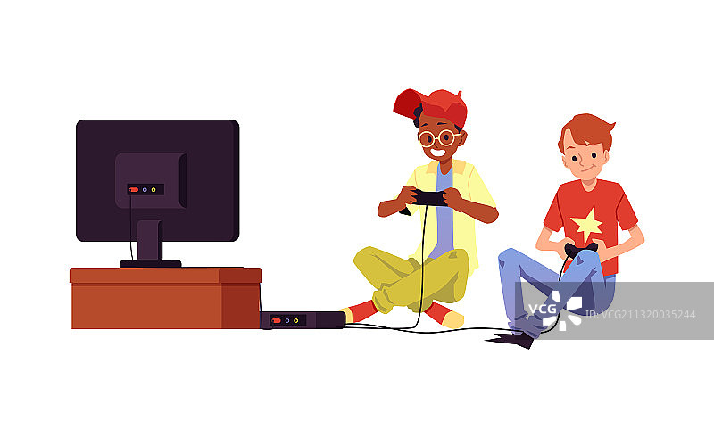 青少年一起玩电子游戏图片素材