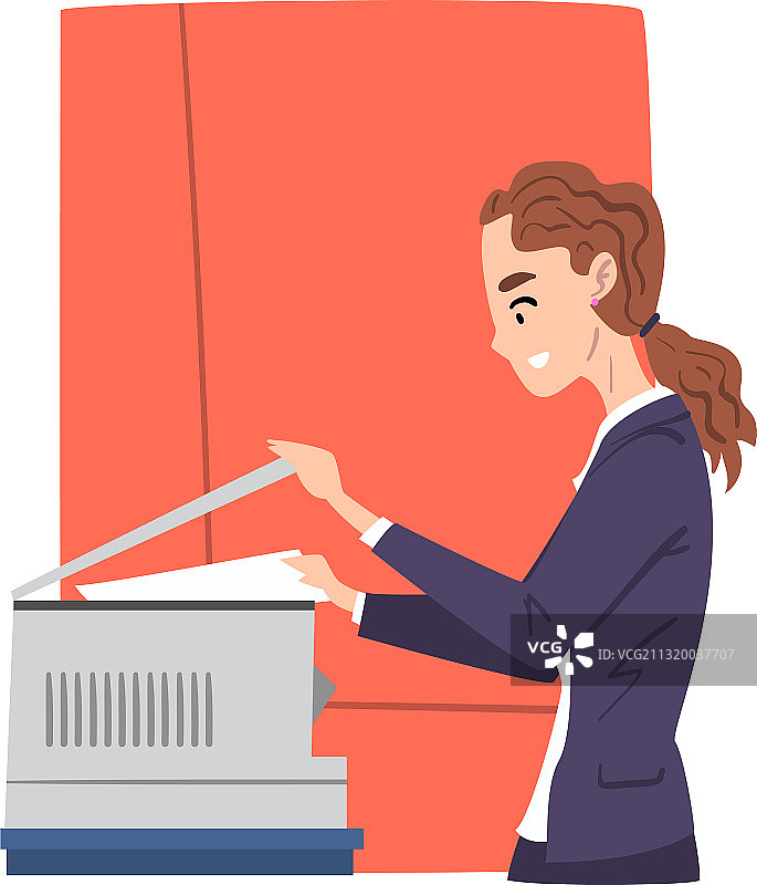 年轻女人复印和扫描文件图片素材