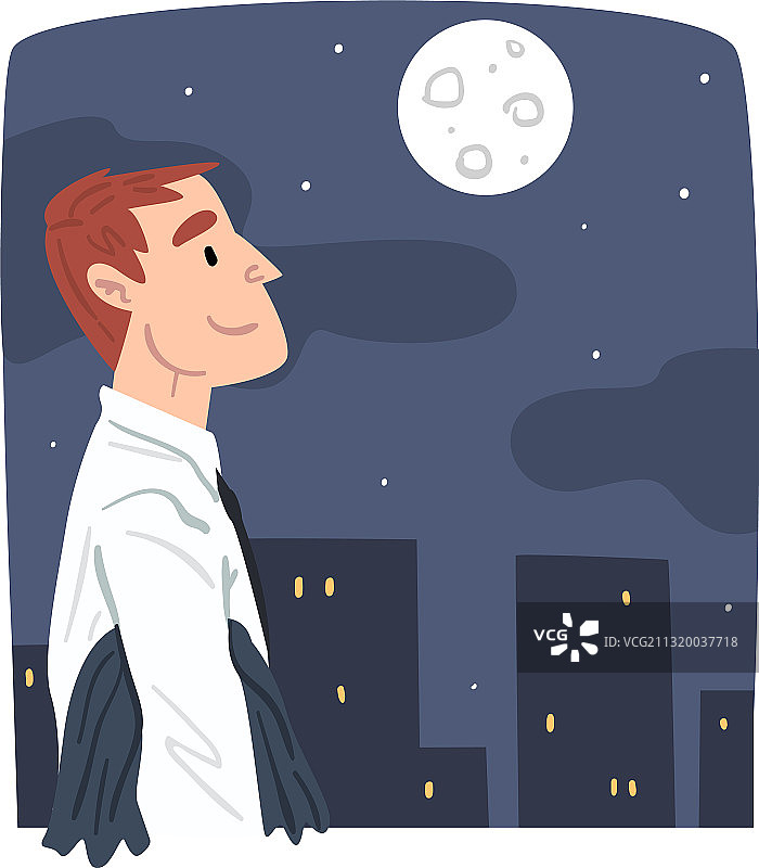 夜晚下班行走的年轻商人图片素材