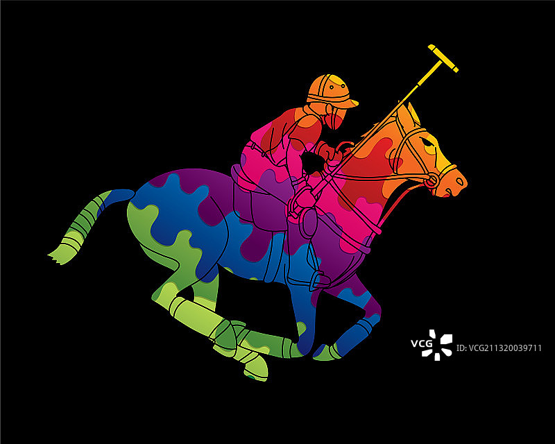 马球骑手运动卡通图形图片素材