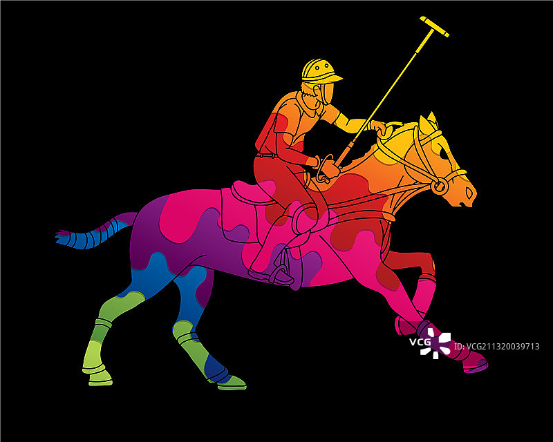 马球骑手运动卡通图形图片素材