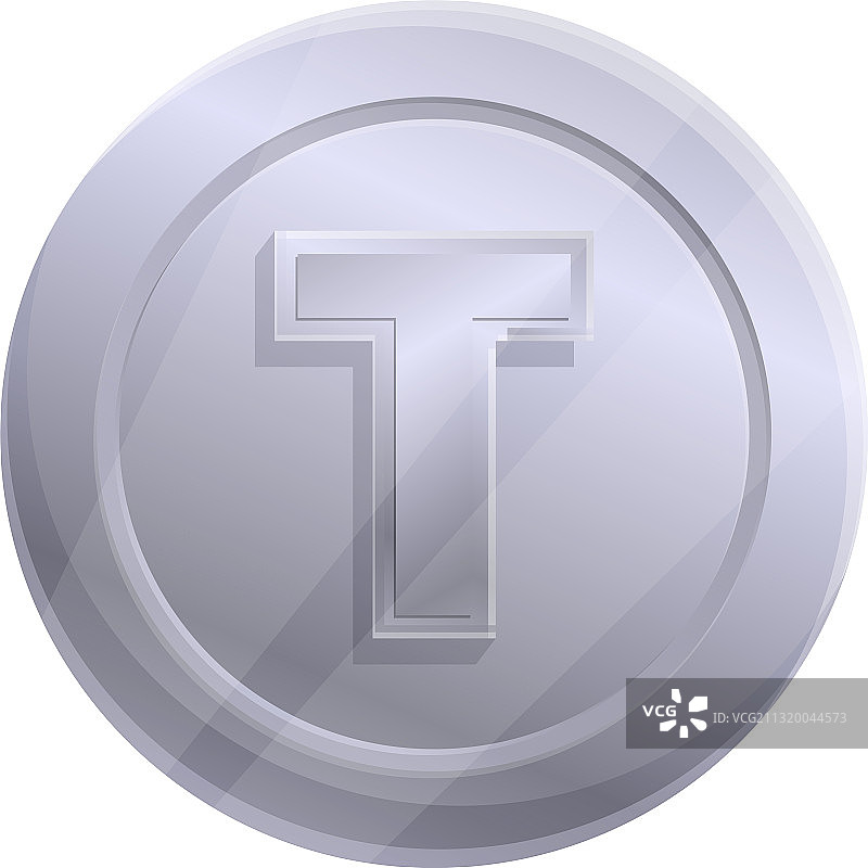 银色代币图标卡通风格图片素材