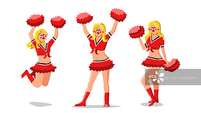 手持绒球的啦啦队女孩舞蹈员图片素材