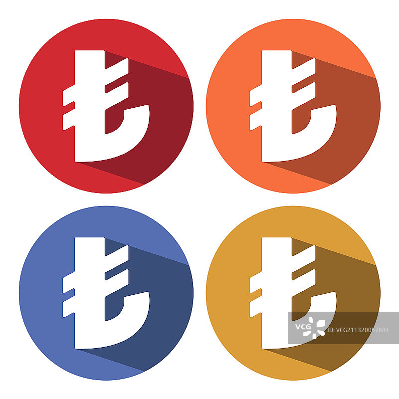 带长阴影的土耳其里拉符号图片素材