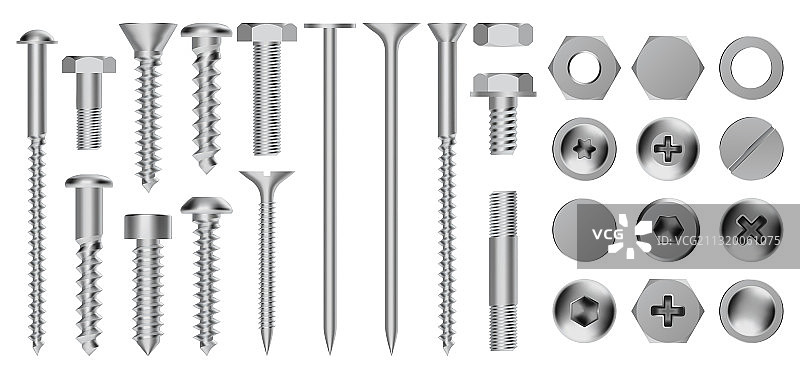 逼真的金属螺丝结构钢螺丝图片素材