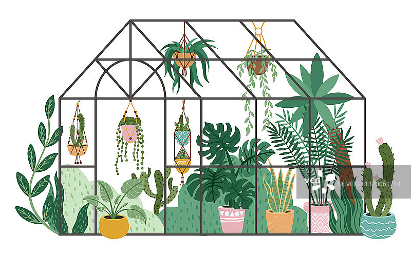 玻璃温室植物种植图片素材