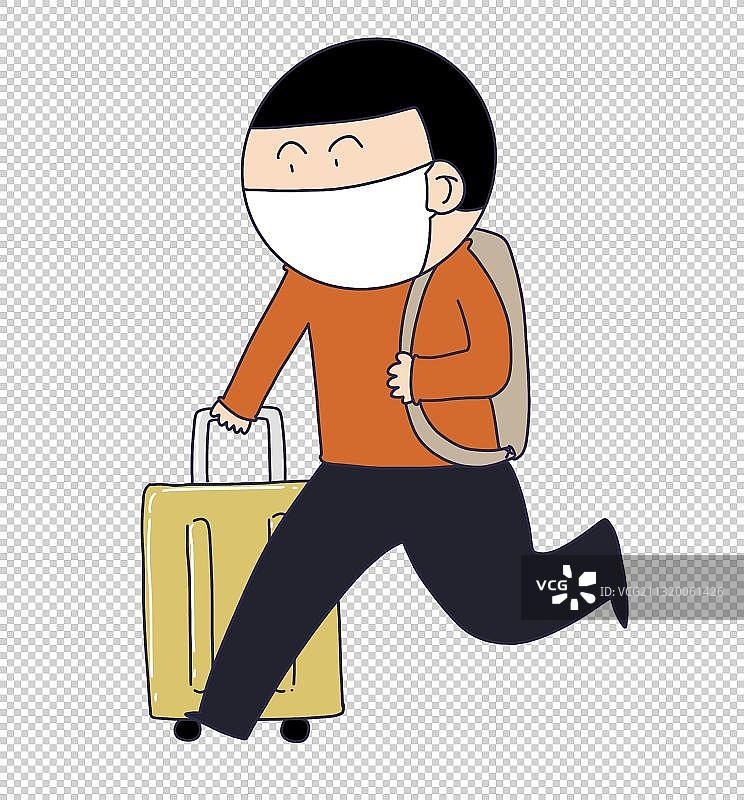 元素：推着行李回家的人物图片素材