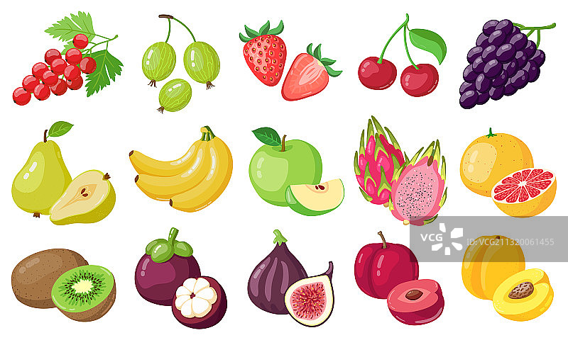 卡通水果热带水果香蕉无花果苹果图片素材