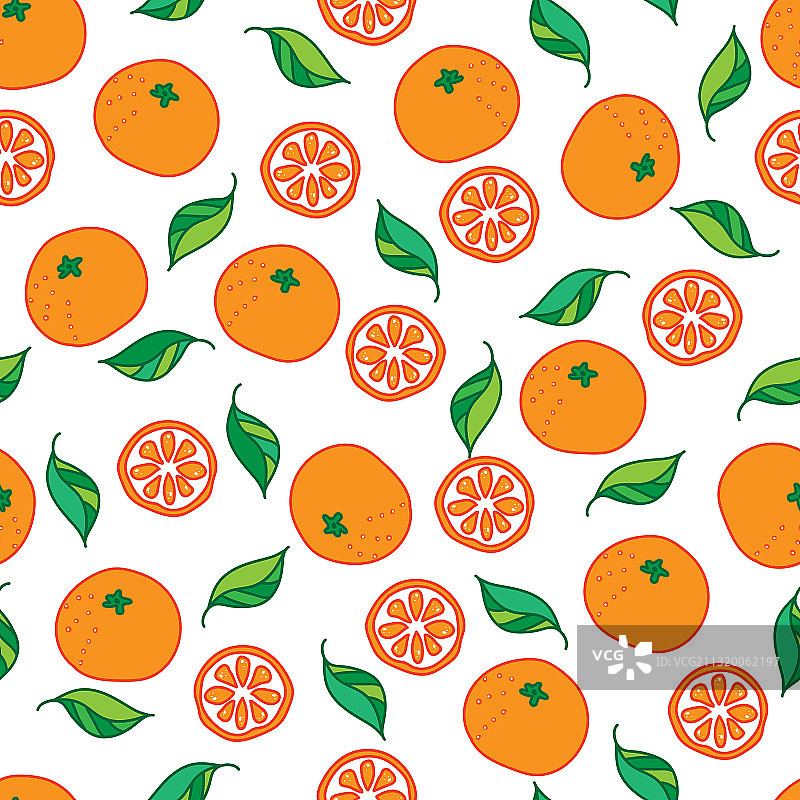 白色背景上的无缝柑橘图案图片素材