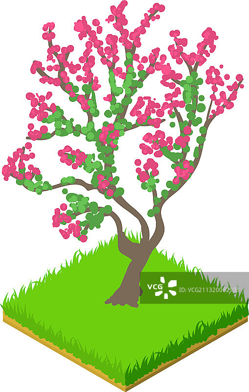 2.5D风格的盛开樱花图标图片素材