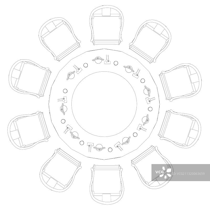 餐具圆桌轮廓图片素材