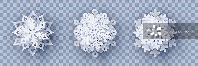 带阴影的剪纸雪花套装图片素材