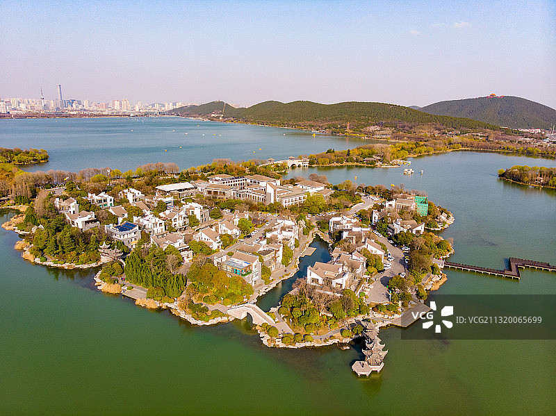 春天里的云龙湖景区航拍图片素材