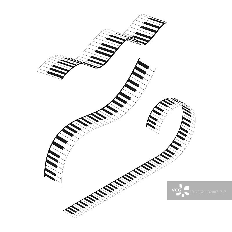 不同类型的波浪线钢琴键盘图片素材