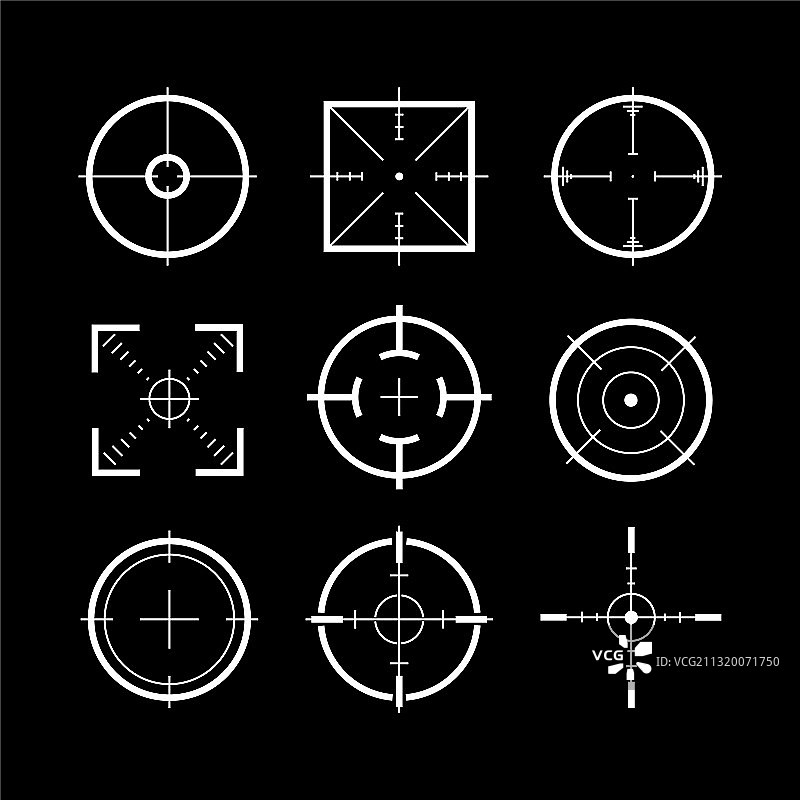 目标目的地标志白色细线图标集图片素材