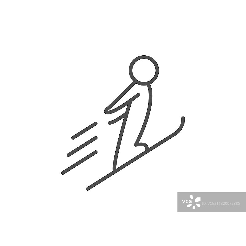 跳台滑雪线性图标图片素材