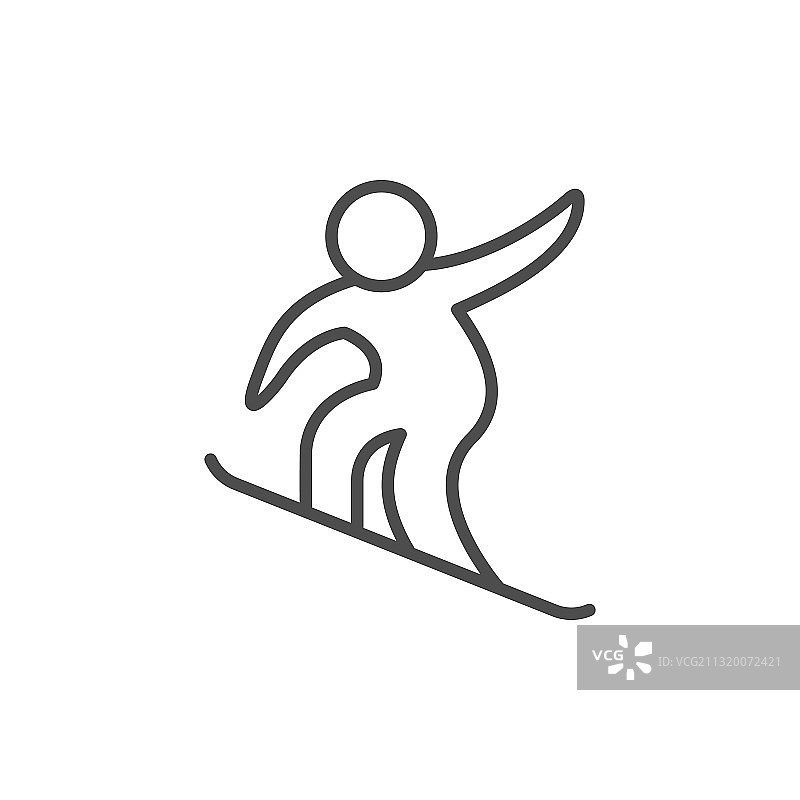滑雪板运动线性图标图片素材