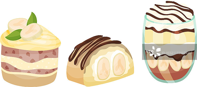 巧克力香蕉分层甜点图片素材