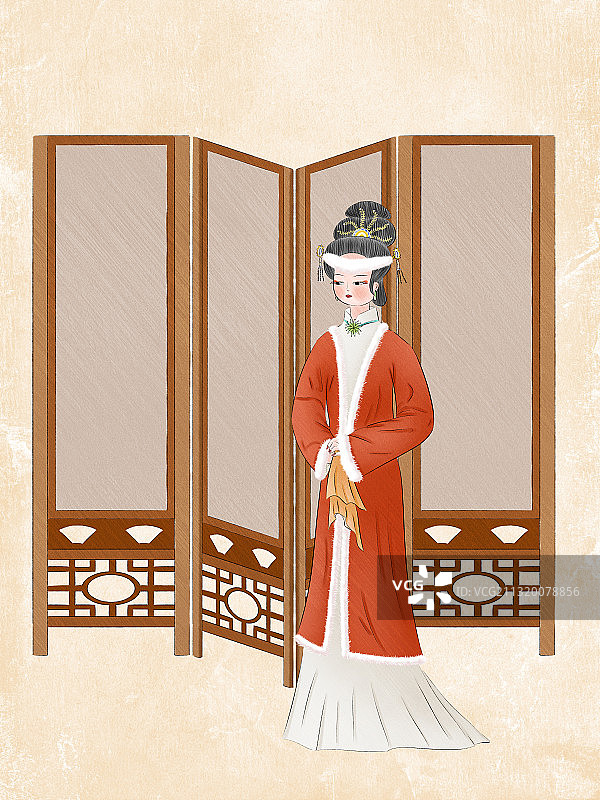 古风人物插画王熙凤图片素材