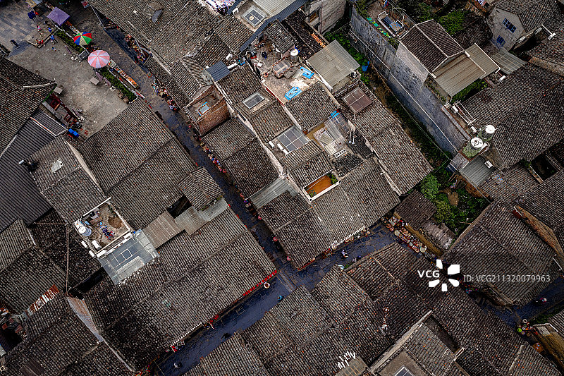 广西贺州昭平县黄姚古镇航拍图片素材