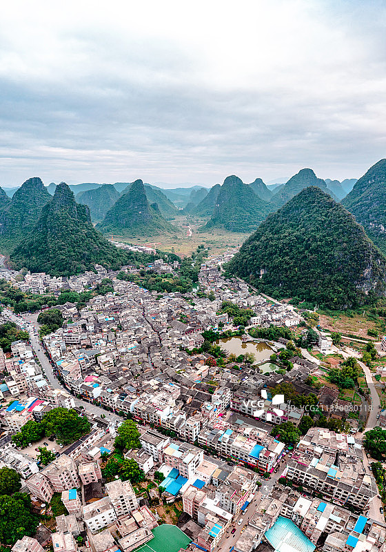 广西贺州昭平县黄姚古镇航拍图片素材