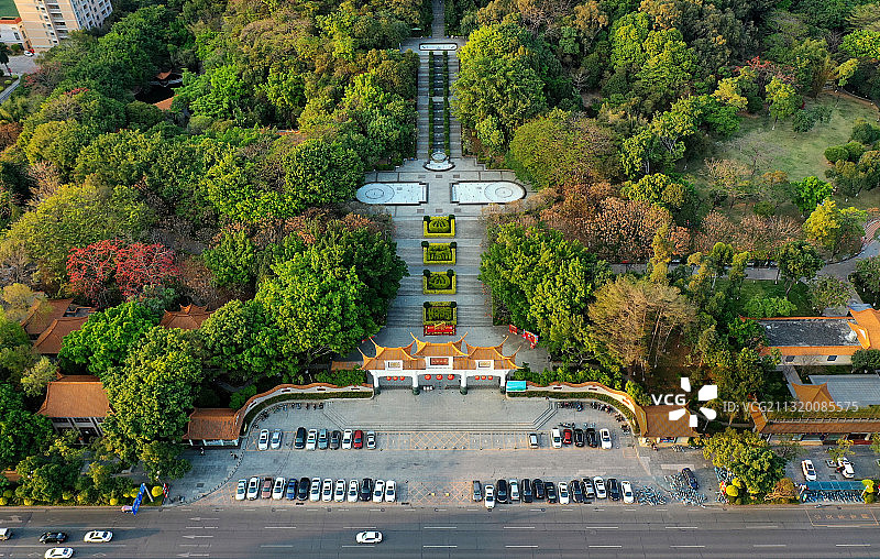 广东省东莞市长安镇政府长安广场和长安公园航拍图片素材
