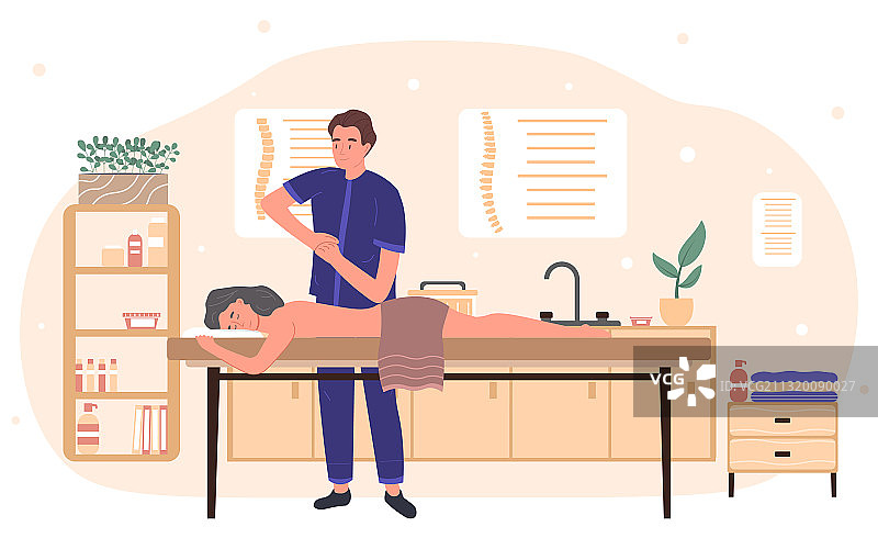 按摩理疗师为年轻女子按摩图片素材