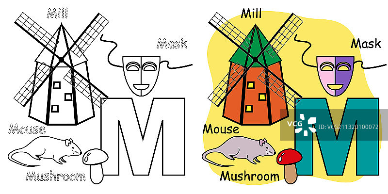 儿童英语字母填色书图片素材