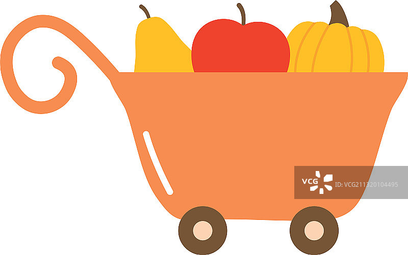 装满蔬菜和水果的扁平风格手推车图片素材