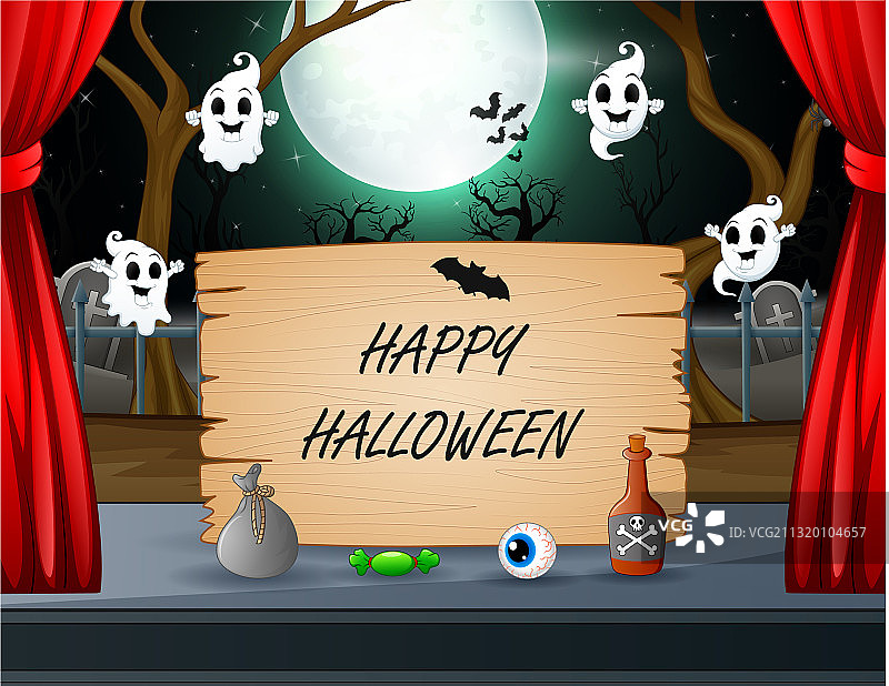 万圣节快乐鬼魂飞舞文字图片素材