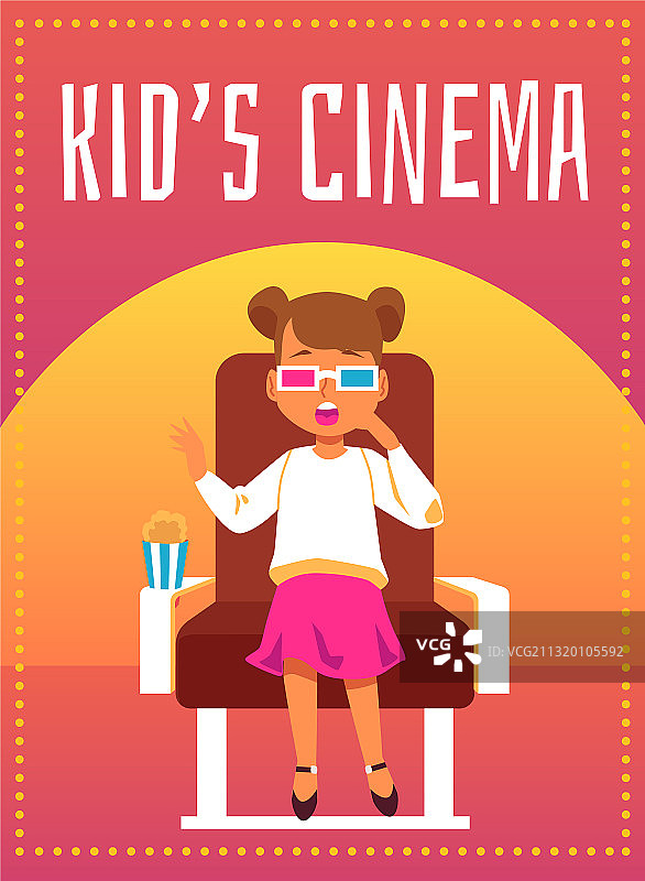 儿童电影院海报或banner，女孩正在观看图片素材