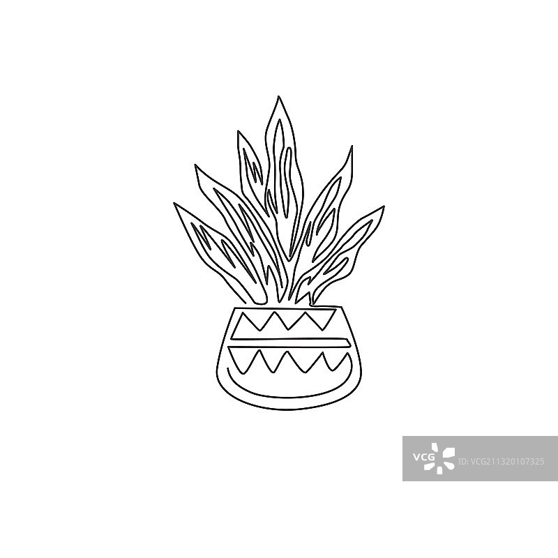 盆栽蛇单线连续绘图图片素材