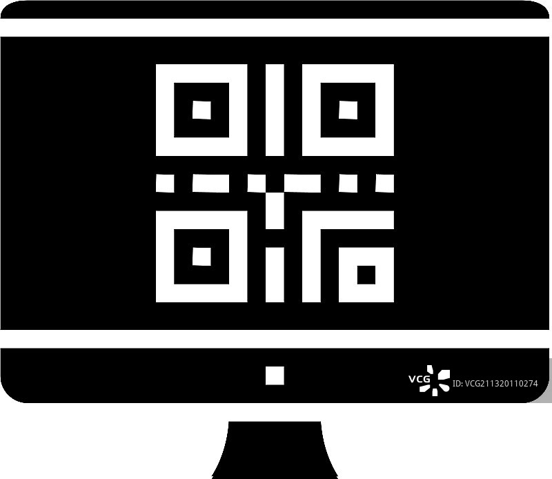 电脑屏幕上的二维码标志图标图片素材