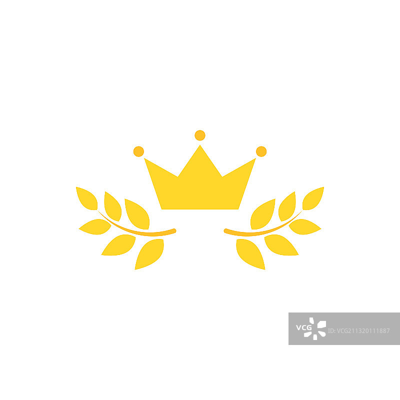 带皇冠图标的金色月桂花环图片素材