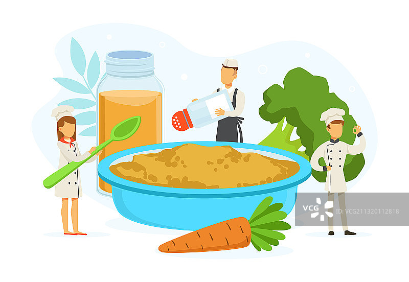 餐厅团队烹饪健康食品迷你厨师图片素材