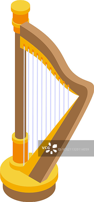 竖琴音乐图标2.5D风格图片素材
