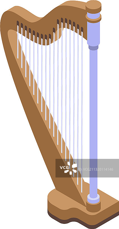 竖版音频竖琴图标2.5D风格图片素材