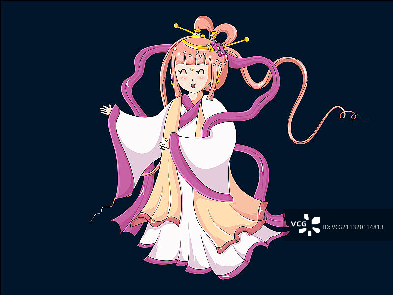 美丽的动漫中国月亮女神艺术图片素材