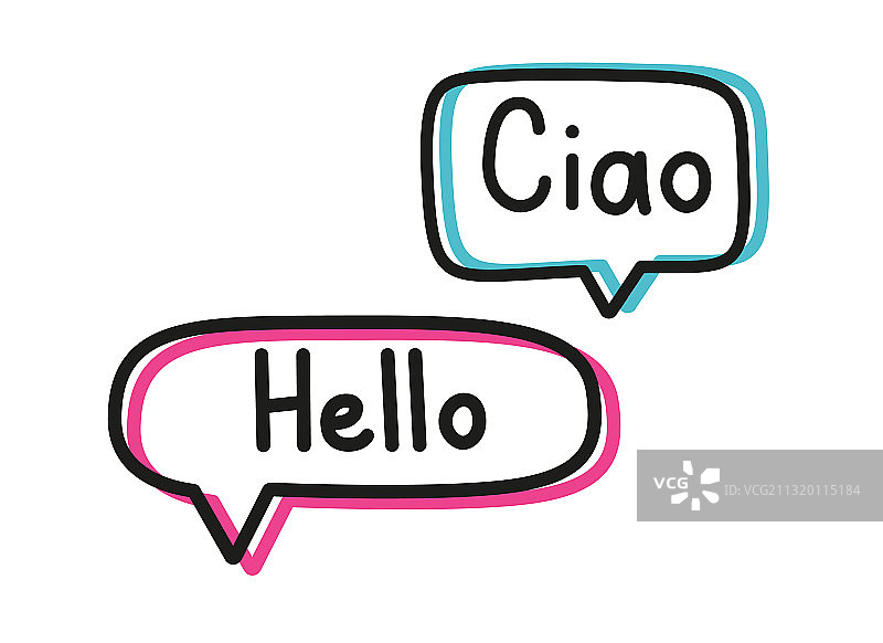 对话气泡中的手写体问候语图片素材