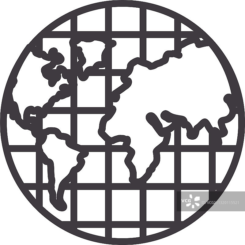世界球体线条风格图标设计图片素材