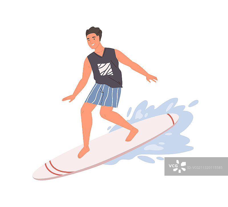 冲浪板上的微笑男人图片素材